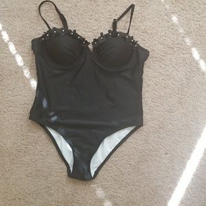 Black one piece swim suit